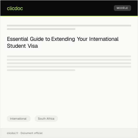 Document preview: Application for International Student Visa Extension from Department of Home Affairs — International, South Africa