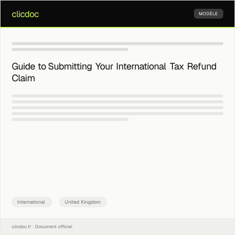 Document preview: Application for International Tax Refund Claim — International, United Kingdom
