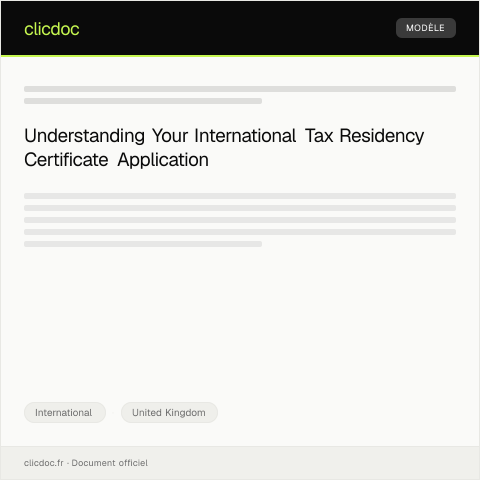 Document preview: Application for International Tax Residency Certificate — International, United Kingdom