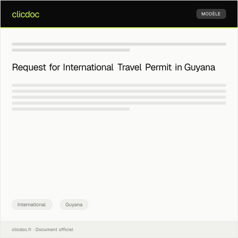 Document preview: Application for International Travel Permit through Ministry of Foreign Affairs — International, Guyana