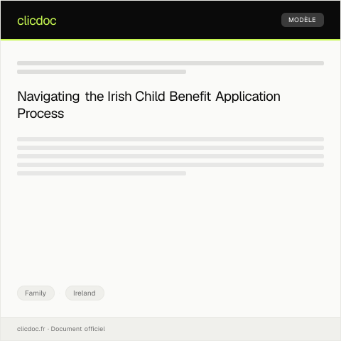 Document preview: Application for Irish Child Benefit (Child Benefit Application Form) — Family, Ireland