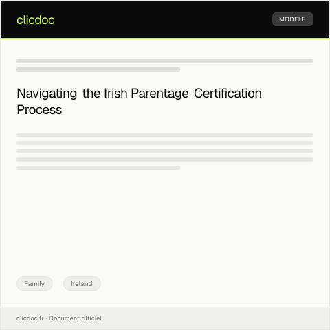 Document preview: Application for Irish Parentage Certification — Family, Ireland