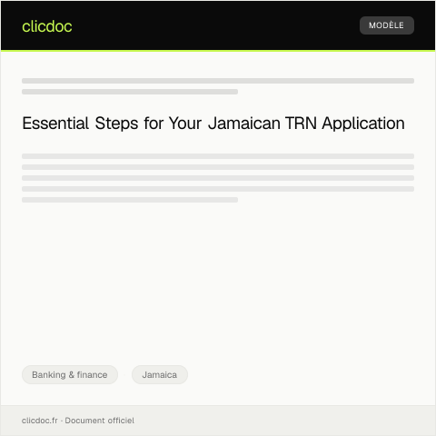 Document preview: Application for a Jamaican Taxpayer Registration Number (TRN) — Banking & finance, Jamaica