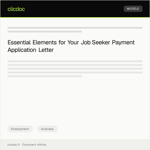 Document preview: Application for Job Seeker Payment — Employment, Australia