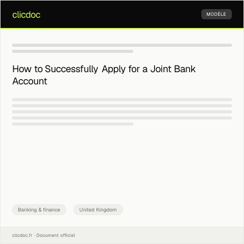 Document preview: Application for a Joint Account — Banking & finance, United Kingdom