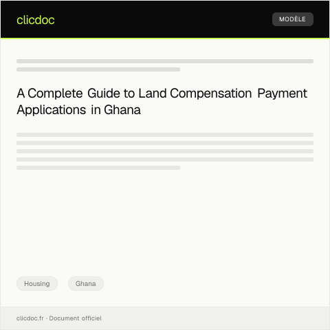 Document preview: Application for Land Compensation Payment — Housing, Ghana
