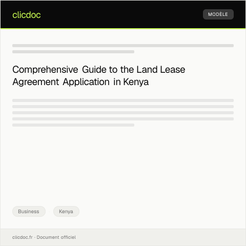 Document preview: Application for Land Lease Agreement (Form LLA-KE019) — Business, Kenya