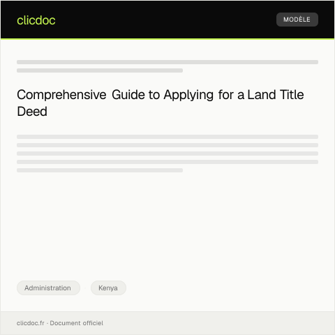 Document preview: Application for Land Title Deed — Administration, Kenya