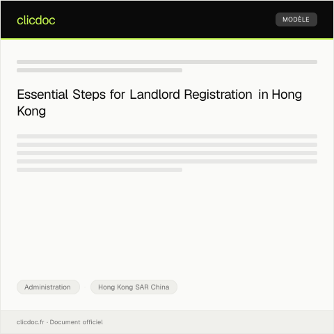 Document preview: Application for Landlord Registration / 房東登記申請 — Administration, Hong Kong SAR China