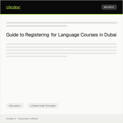 Document preview: Application for Language Course Registration at Dubai Language Center — Education, United Arab Emirates