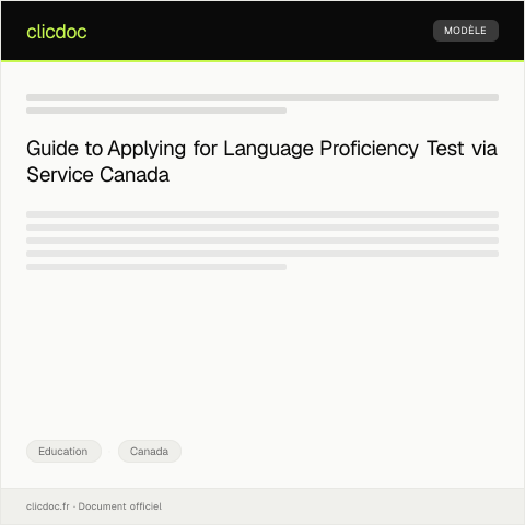 Document preview: Application for Language Proficiency Test – Designated Testing Agency — Education, Canada