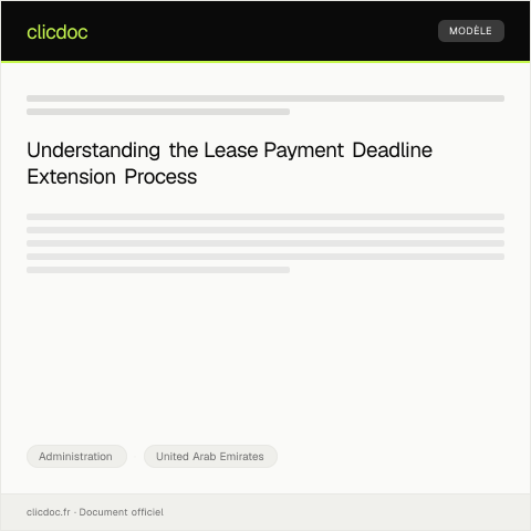 Document preview: Application for Extension of Lease Payment Deadline via Dubai Land Department — Administration, United Arab Emirates