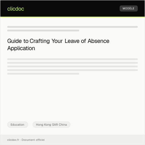 Document preview: Application for Leave of Absence / 請假申請 — Education, Hong Kong SAR China