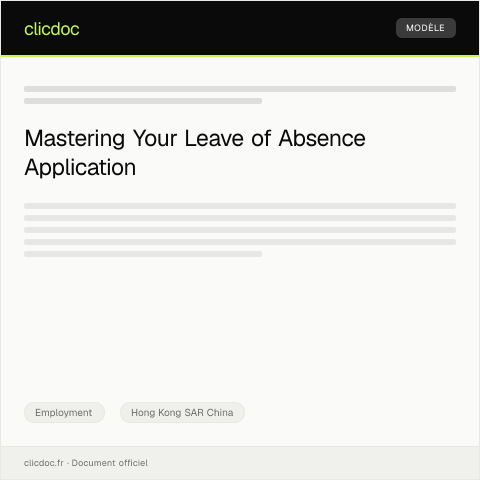 Document preview: Application for Leave of Absence — Employment, Hong Kong SAR China