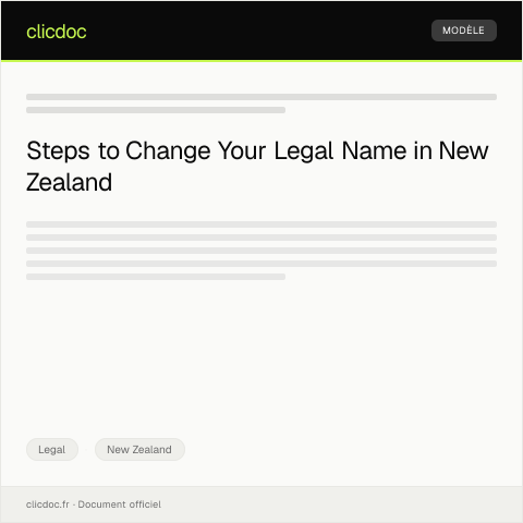 Document preview: Application for Legal Name Change via Department of Internal Affairs — Legal, New Zealand