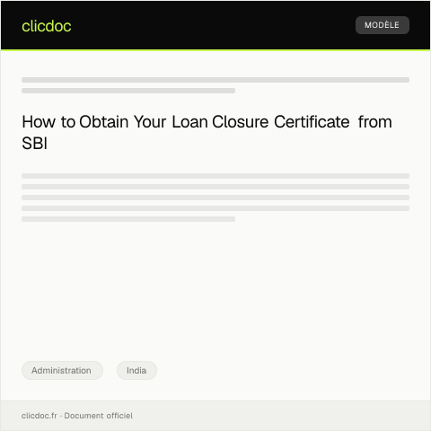 Document preview: Application for Loan Closure Certificate from State Bank of India — Administration, India