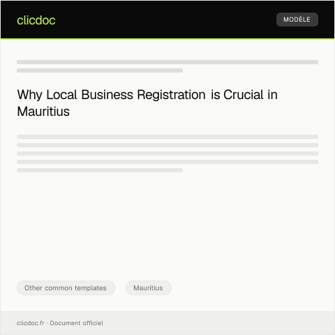 Document preview: Application for Local Business Registration — Other common templates, Mauritius