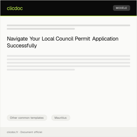 Document preview: Application for Local Council Permit — Other common templates, Mauritius