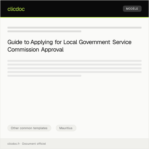 Document preview: Application for Local Government Service Commission Approval — Other common templates, Mauritius