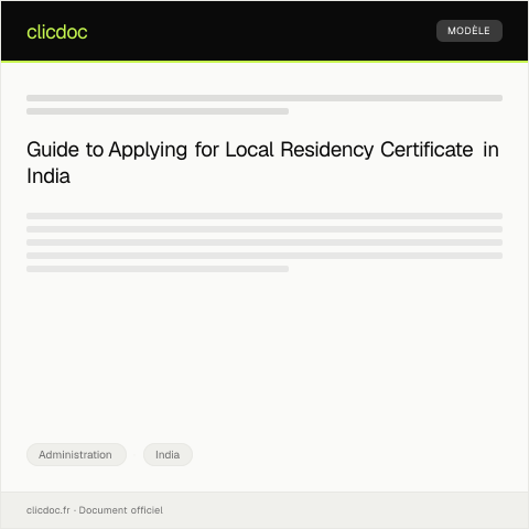 Document preview: Application for Local Residency Certificate (RC) — Administration, India