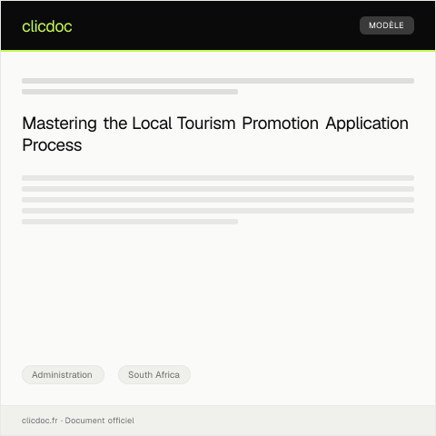 Document preview: Application for Local Tourism Promotion — Administration, South Africa