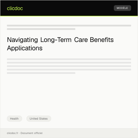 Document preview: Application for Long-Term Care Benefits — Health, United States