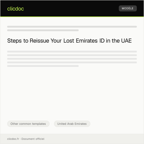 Document preview: Application for Lost Emirates ID Card Reissue — Other common templates, United Arab Emirates