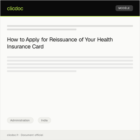 Document preview: Application for Reissuance of Lost Health Insurance Card — Administration, India
