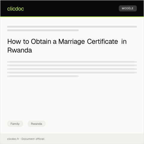 Document preview: Application for Marriage Certificate — Family, Rwanda
