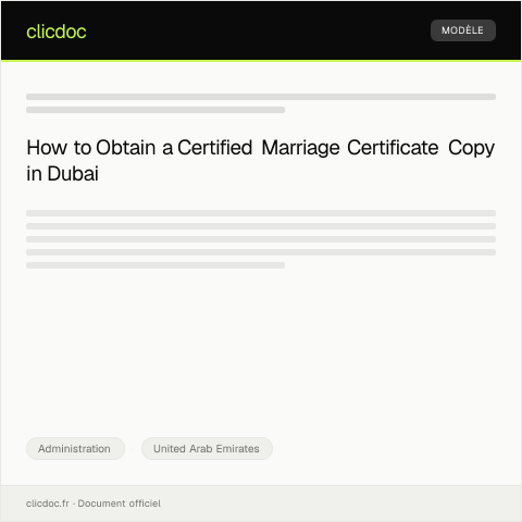 Document preview: Application for Certified Copy of Marriage Certificate from Dubai Court — Administration, United Arab Emirates