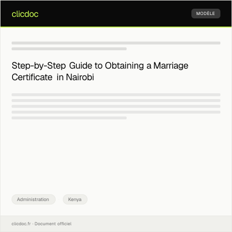 Document preview: Application for Marriage Certificate from Nairobi Civil Registry — Administration, Kenya