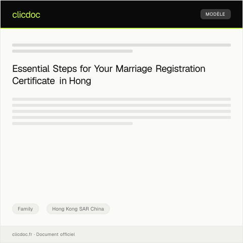 Document preview: Application for Marriage Registration Certificate — Family, Hong Kong SAR China