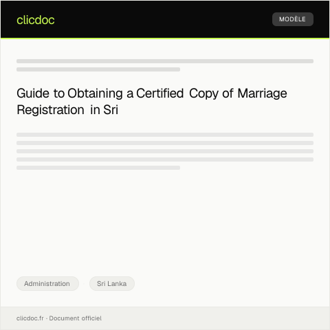 Document preview: Application for Certified Copy of Marriage Registration from the Department of Registrations — Administration, Sri Lanka