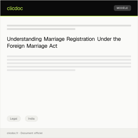 Document preview: Application for Marriage Registration under Foreign Marriage Act, 1969 — Legal, India