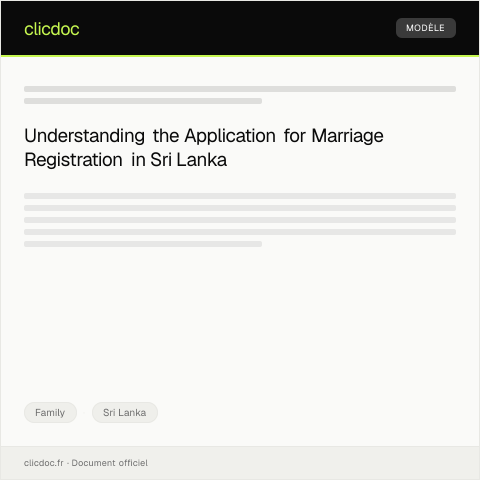 Document preview: Application for Marriage Registration – Form 1 — Family, Sri Lanka