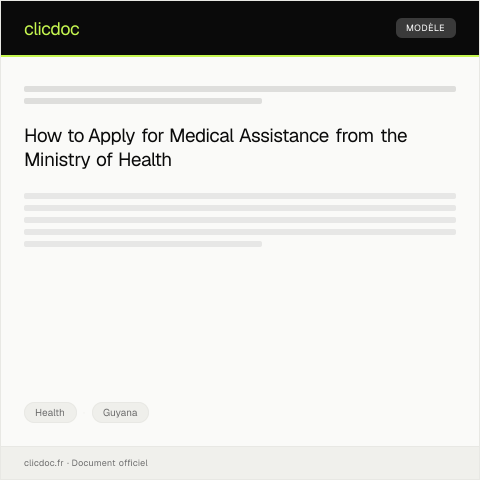 Document preview: Application for Medical Assistance/ Subsidy from the Ministry of Health — Health, Guyana