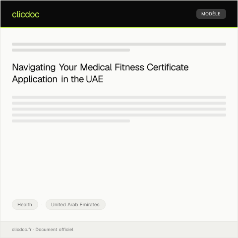 Document preview: Application for Medical Fitness Certificate — Health, United Arab Emirates