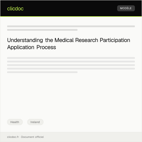 Document preview: Application for Medical Research Participation — Health, Ireland