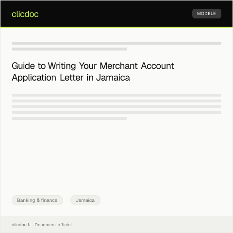 Document preview: Application for a Merchant Account in Jamaica — Banking & finance, Jamaica