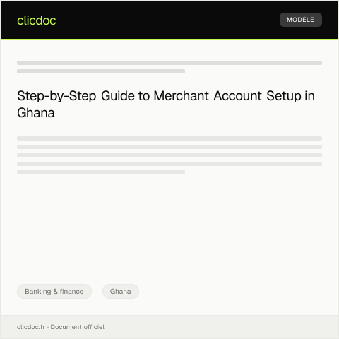 Document preview: Application for Merchant Account Setup — Banking & finance, Ghana