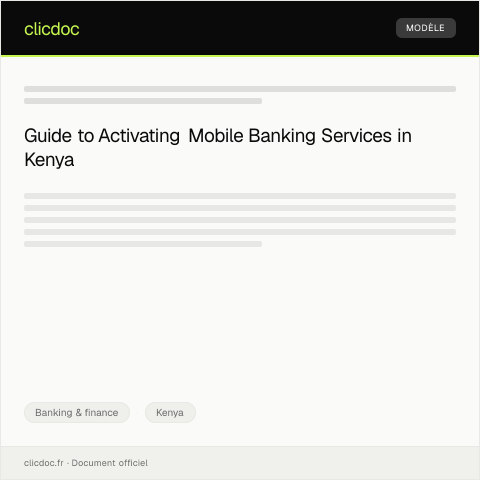 Document preview: Application for Mobile Banking Service Activation (Form BK-MBANK013) — Banking & finance, Kenya