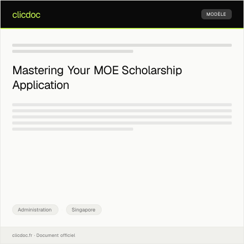 Document preview: Application for Scholarship or Financial Aid from MOE — Administration, Singapore