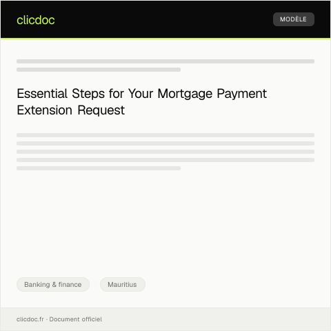 Document preview: Application for Payment Extension on Mortgage Loan at Mauritius Post — Banking & finance, Mauritius