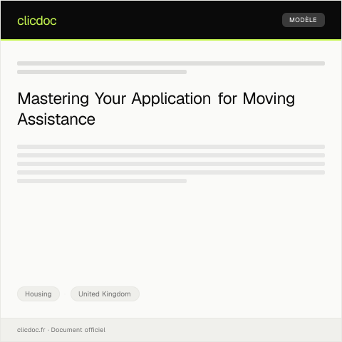Document preview: Application for Moving Assistance — Housing, United Kingdom