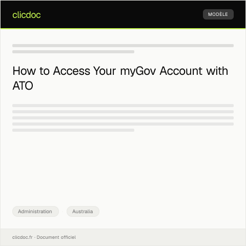 Document preview: Application for a myGov Account Access — Administration, Australia