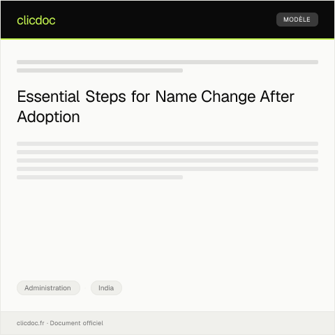 Document preview: Application for Name Change in Official Records after Adoption — Administration, India