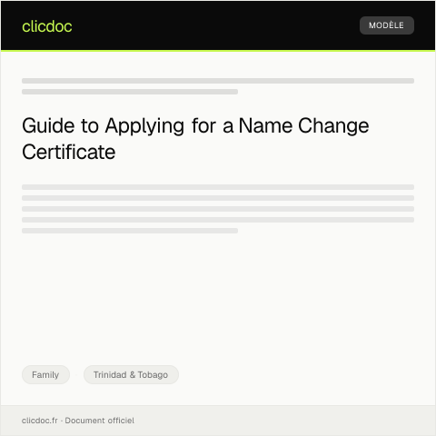 Document preview: Application for name change certificate — Family, Trinidad & Tobago