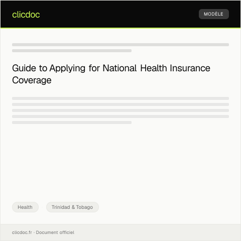 Document preview: Application for National Health Insurance Coverage — Health, Trinidad & Tobago