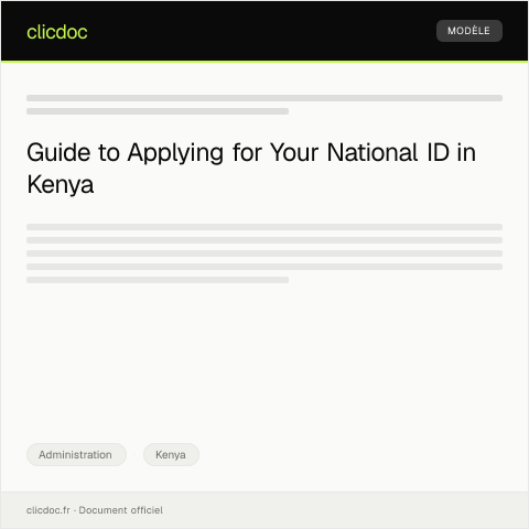 Document preview: Application for National ID — Administration, Kenya