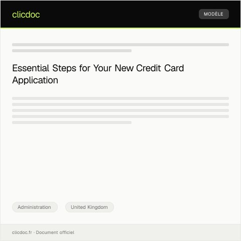 Document preview: Application for New Credit Card — Administration, United Kingdom
